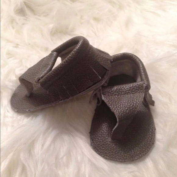 Real leather sandal Moccasins-dark gray - Picture 3 of 5